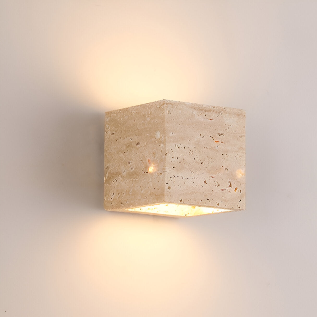 Minimalist Travertine Stone Outdoor LED Wall Light With Natural Cave Stone Shade