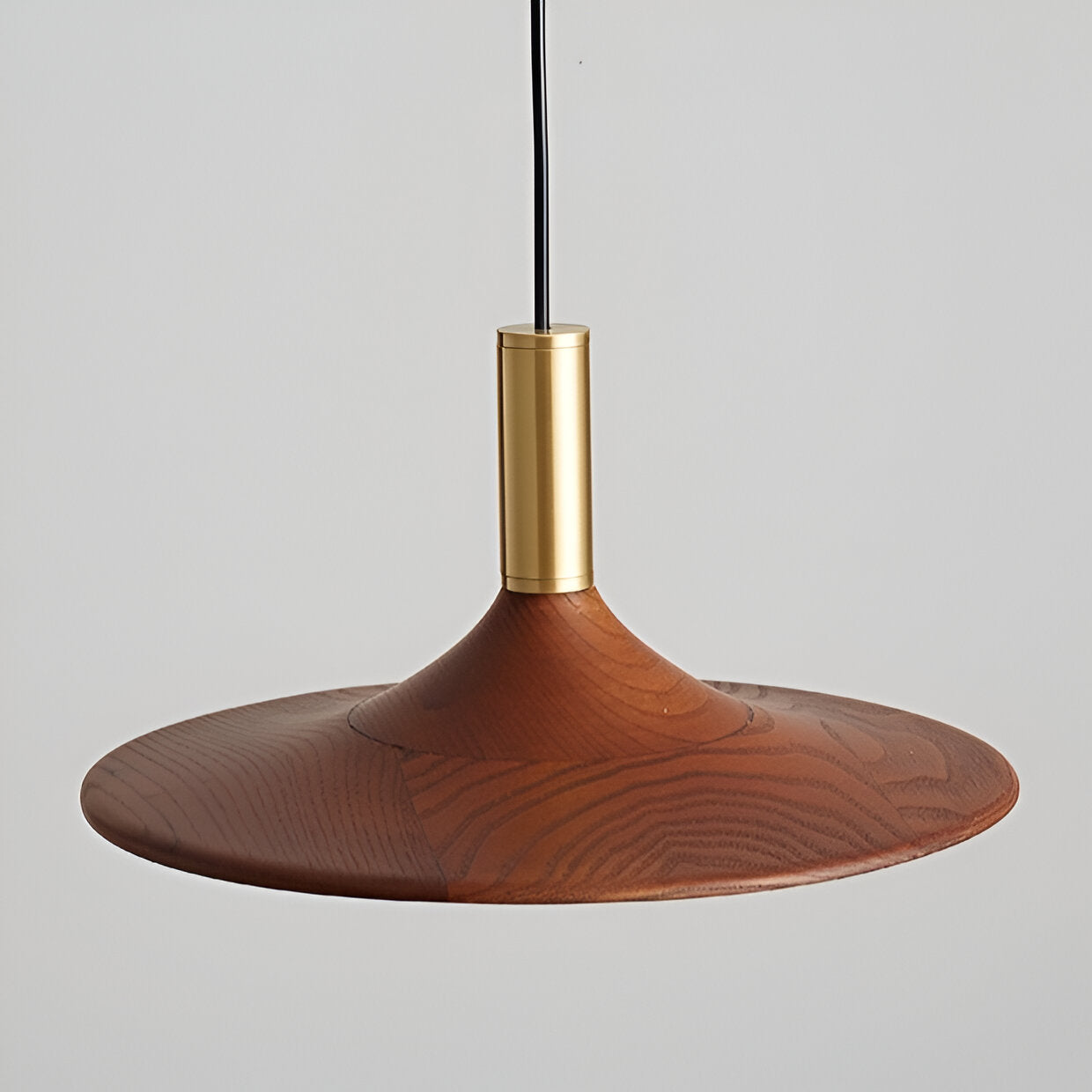 Nordic Walnut Wood Disc Pendant Light With Adjustable Cord