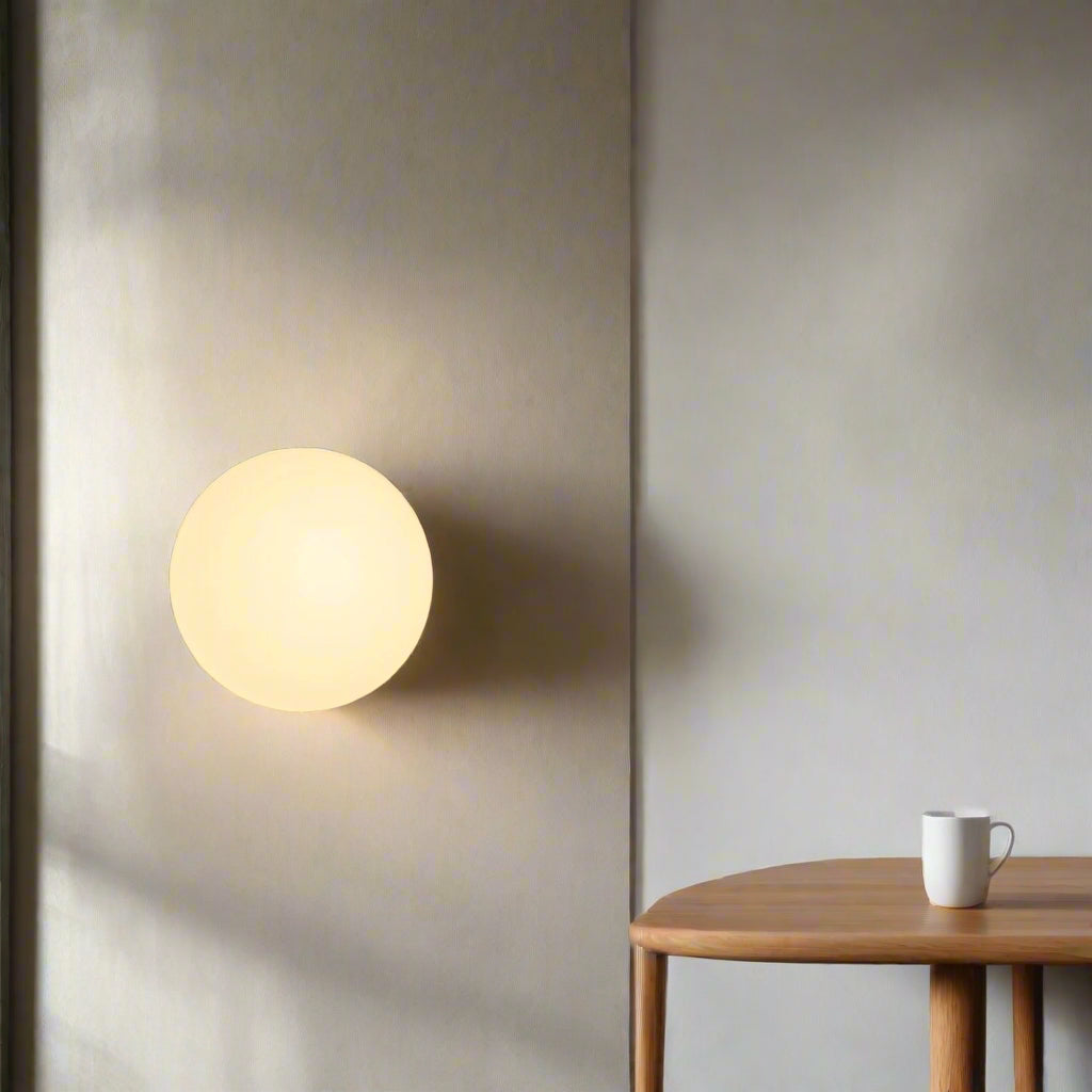 Minimalist Frosted Glass Wall Light LED Light With Iron Base