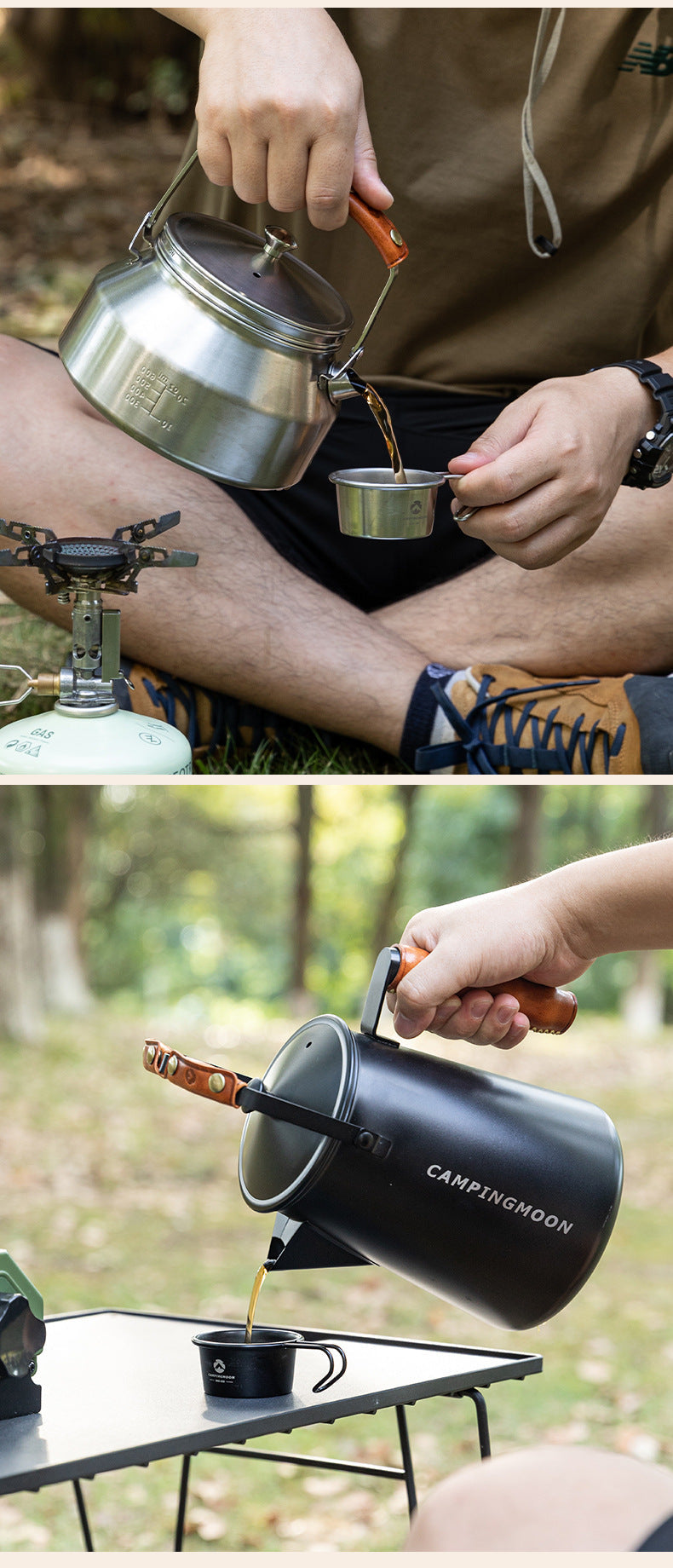 Campingmoon SW-PT / PT-67 Leather Sheath Cover Portable Lightweight Kettle Handle For Outdoor Camping Cookware Kettle Heat Resistant Anti-Scadling Handle Cover