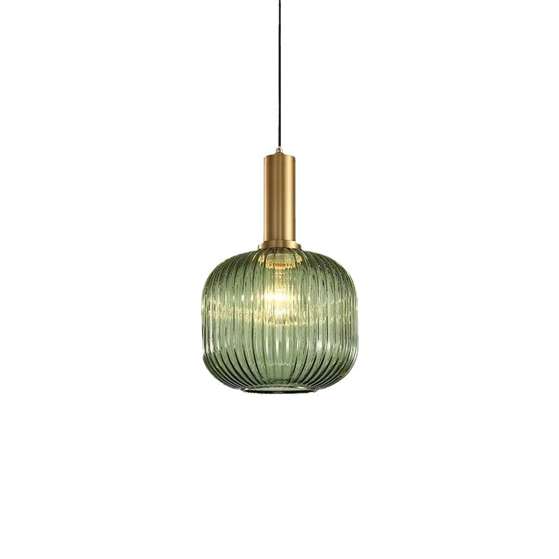 Retro Coloured Glass Pendant Light With Iron Fitting