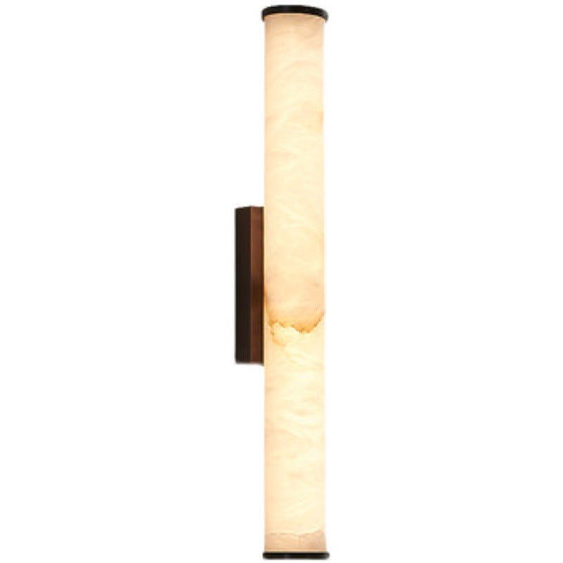 Minimalist Marble Tube Wall Light With Rectangular Backplate