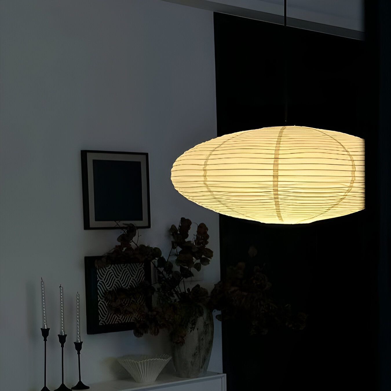 Japandi Paper Pendant Light With Xuan Paper Shade