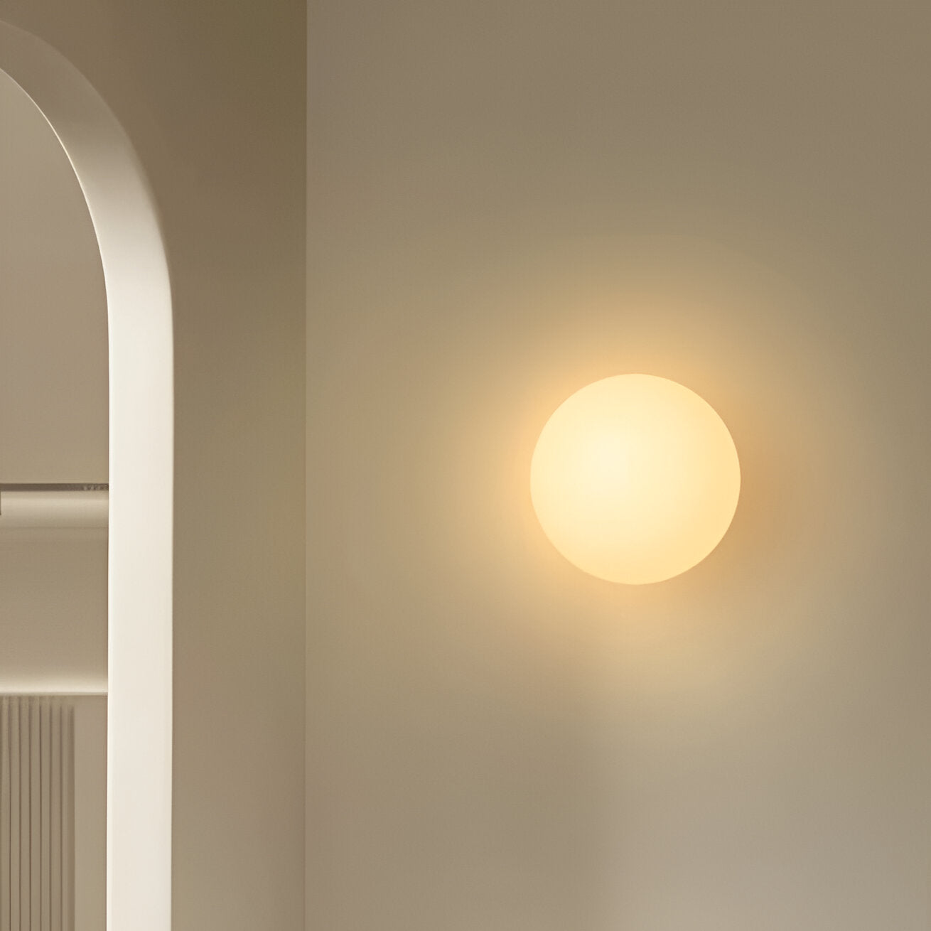 Minimalist Frosted Glass Wall Light LED Light With Iron Base
