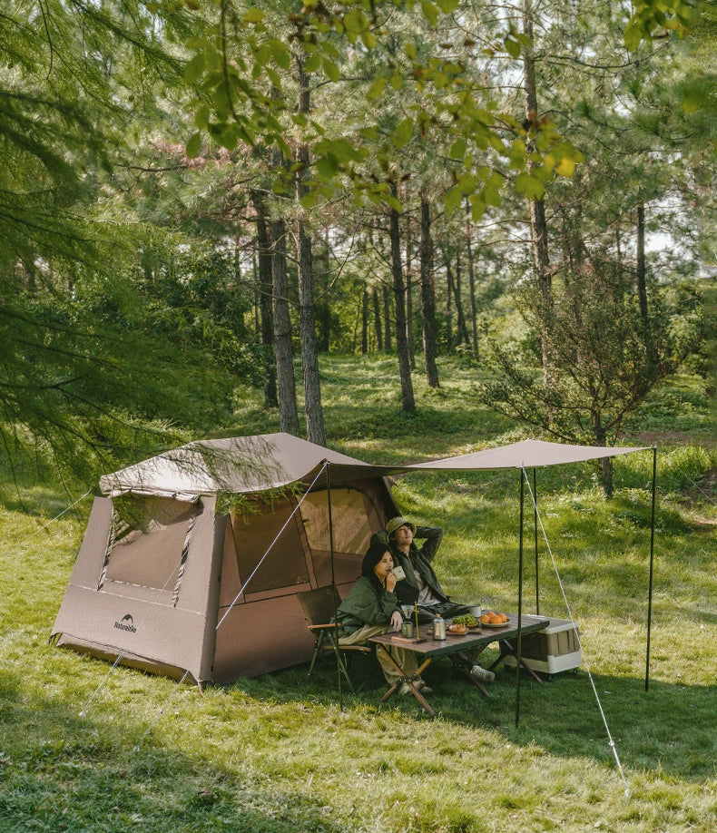 Naturehike VILLAGE 5.0 Gen 3 Fast Build Automatic Tent 1 Bedroom 1 Living Room Extended Canopy Double Layer Tent 4 Person Ti Black Coated Sunscreen