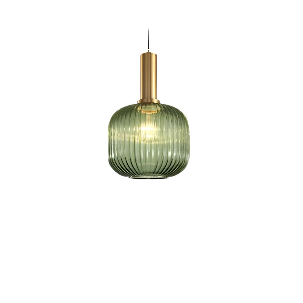 Retro Coloured Glass Pendant Light With Iron Fitting