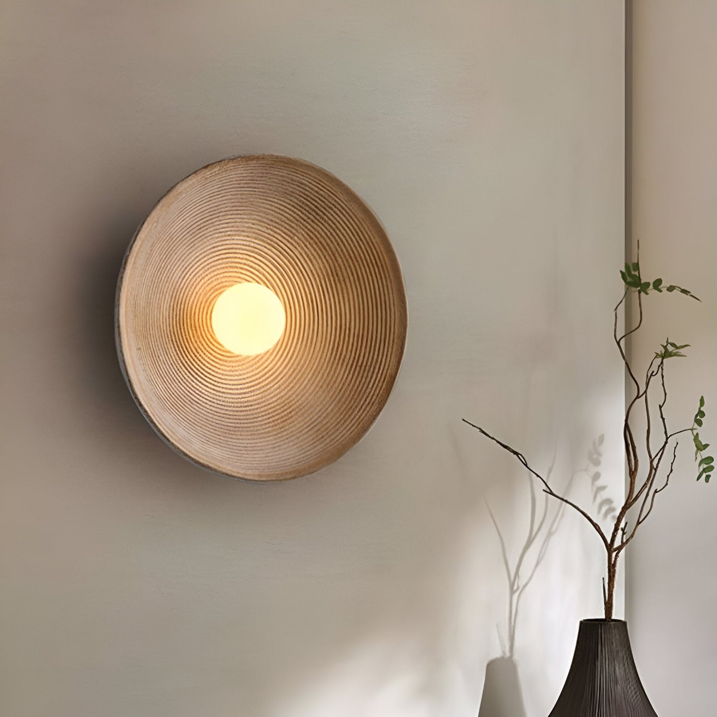 Retro Ceramic Disc Wall Light With Center Globe