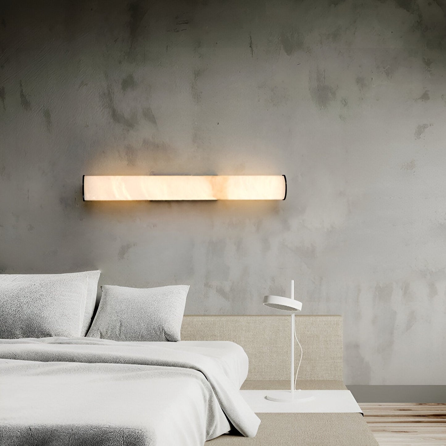 Minimalist Marble Tube Wall Light With Rectangular Backplate