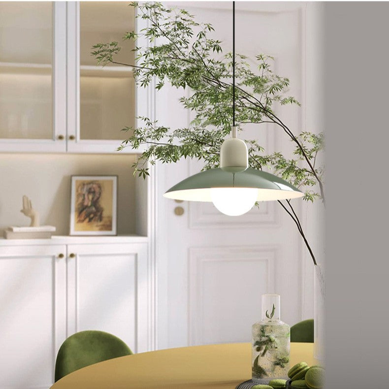 Bauhaus Minimalist Wrought Iron Pendant Light With Dome Shade