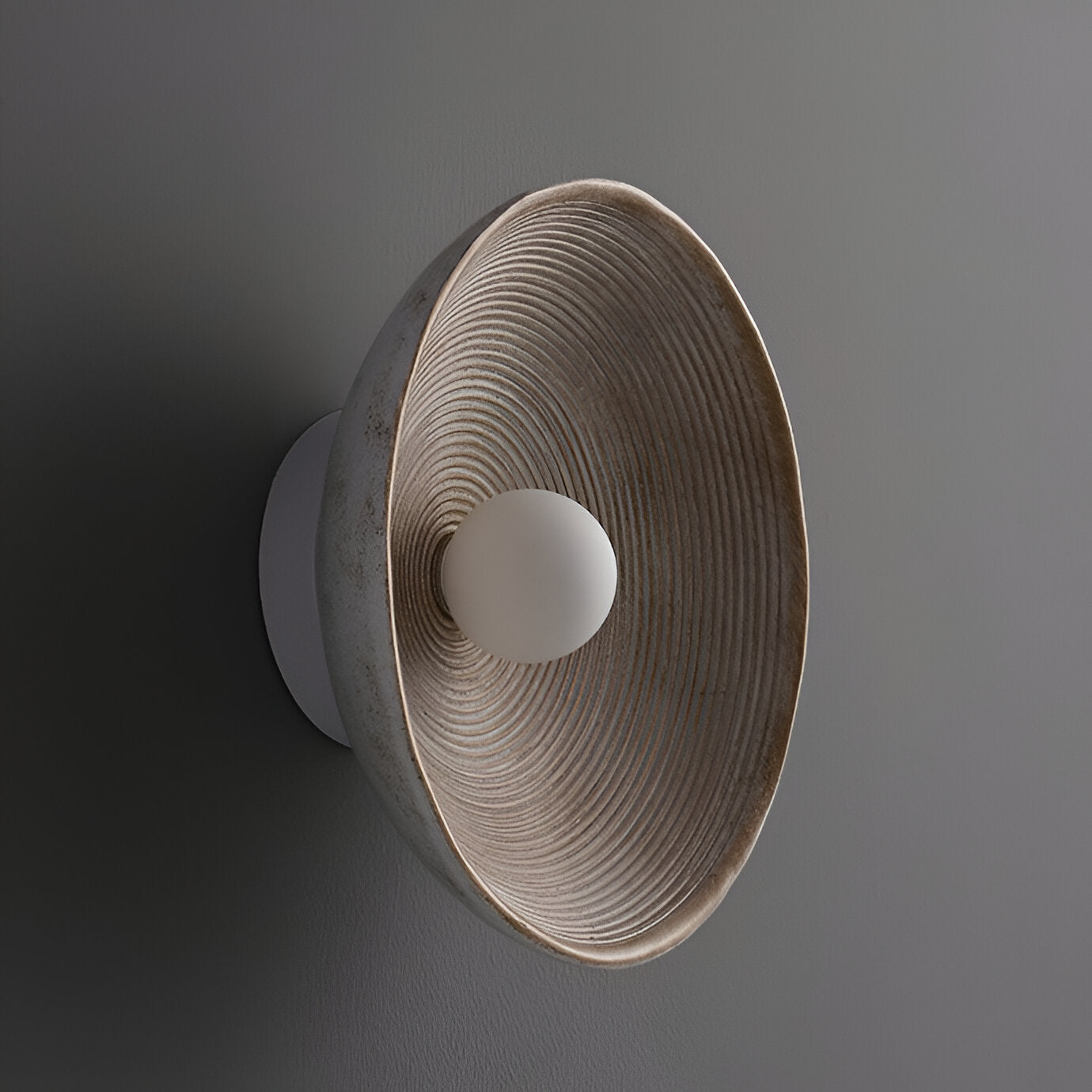 Retro Ceramic Disc Wall Light With Center Globe