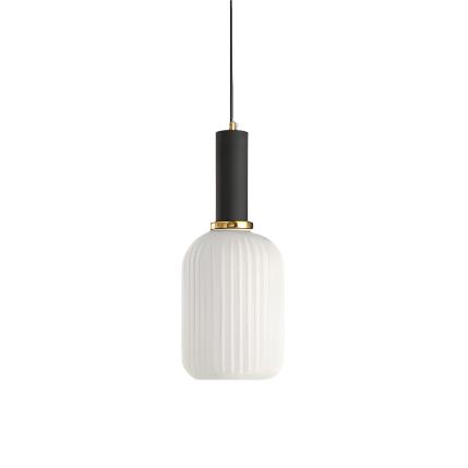 Retro Coloured Glass Pendant Light With Iron Fitting