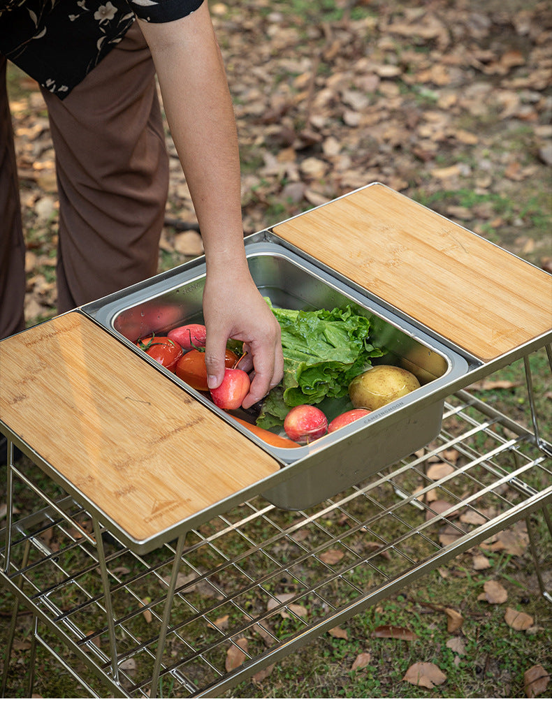 Campingmoon CK-26 IGT One Unit Sink Portable Lightweight Multi-Function Storage Basin Stainless Steel Outdoor Kitchen Sink Add-on Accessories