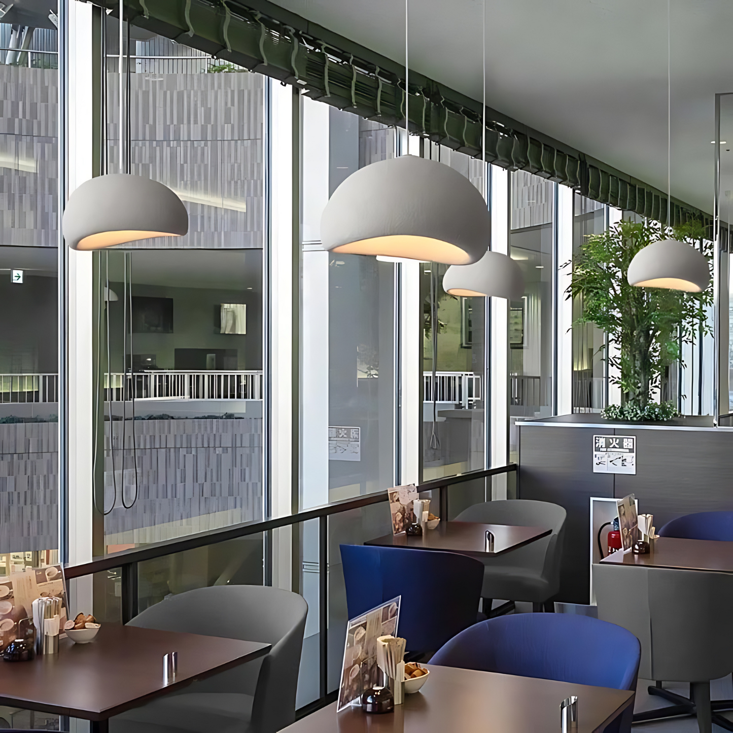 Wabi-Sabi Polystyrene Pendant Light With Spherical Dome Shade