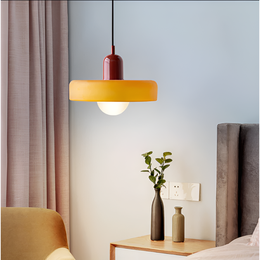 Adjustable Glass Pendant Lights With Opal Globe Shade