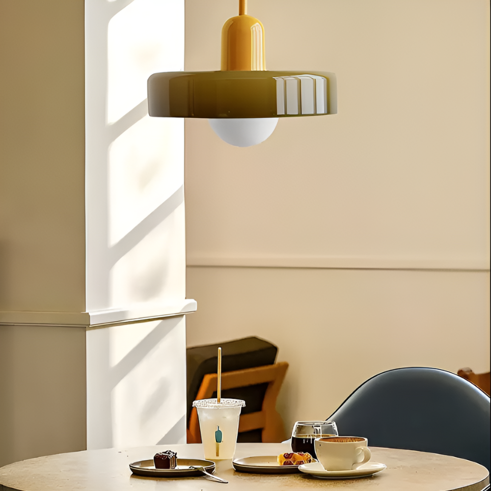 Adjustable Glass Pendant Lights With Opal Globe Shade