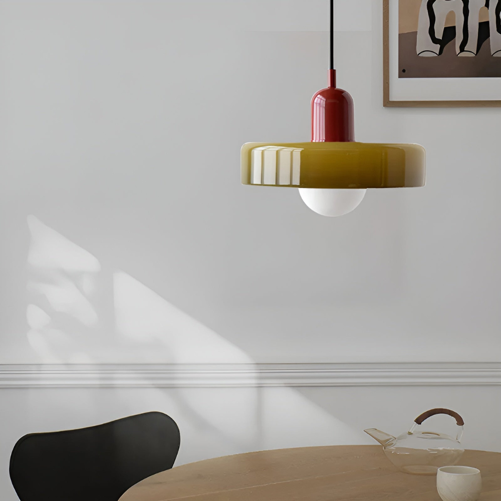 Adjustable Glass Pendant Lights With Opal Globe Shade