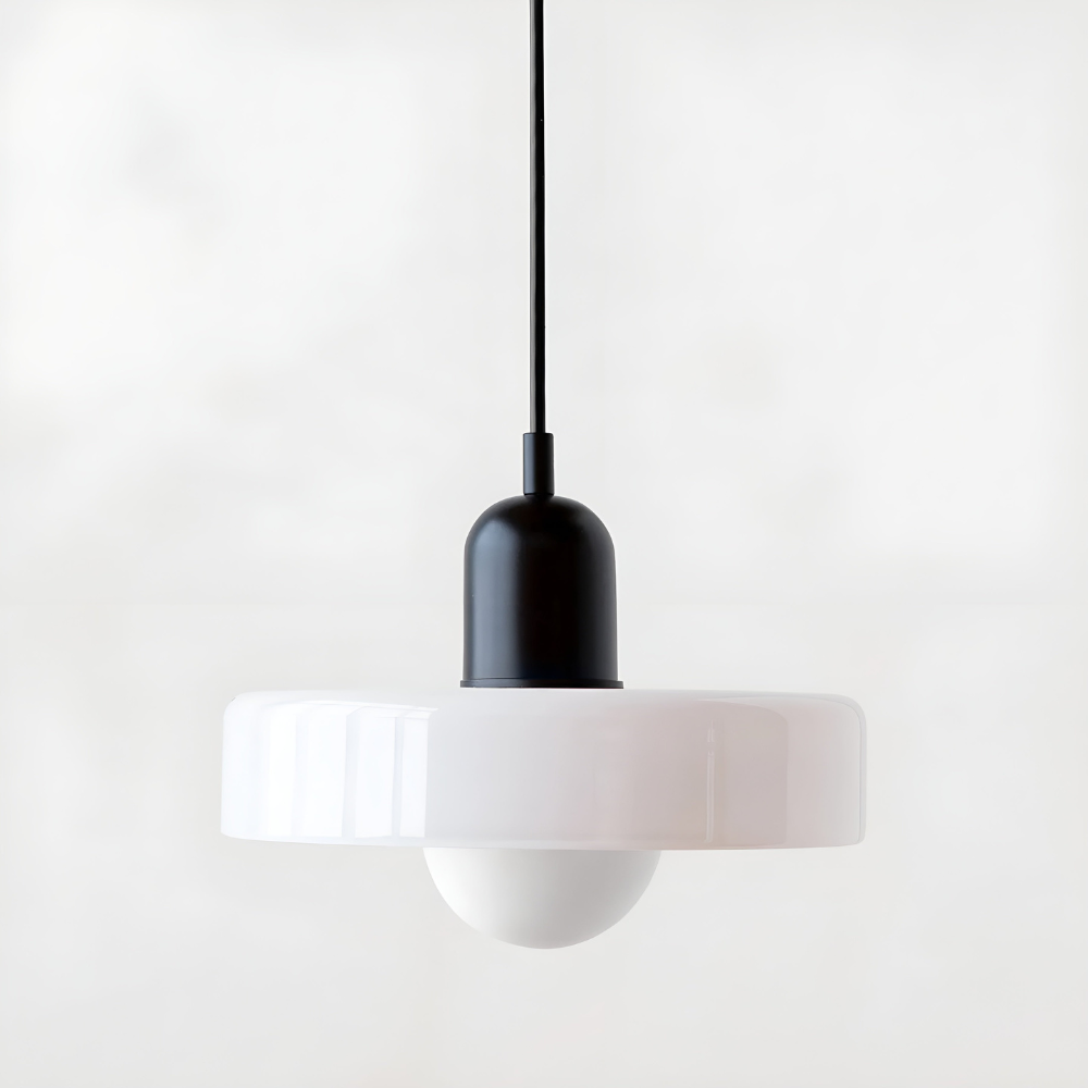 Adjustable Glass Pendant Lights With Opal Globe Shade