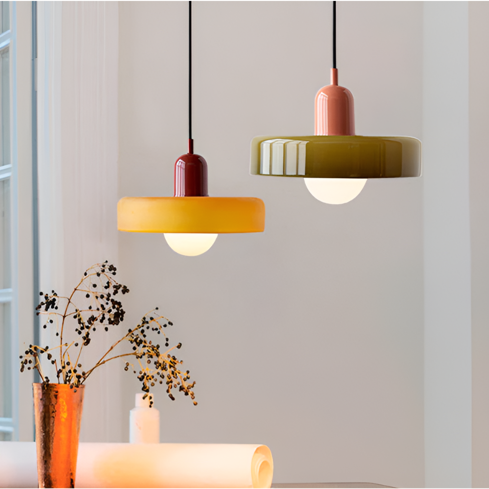 Adjustable Glass Pendant Lights With Opal Globe Shade