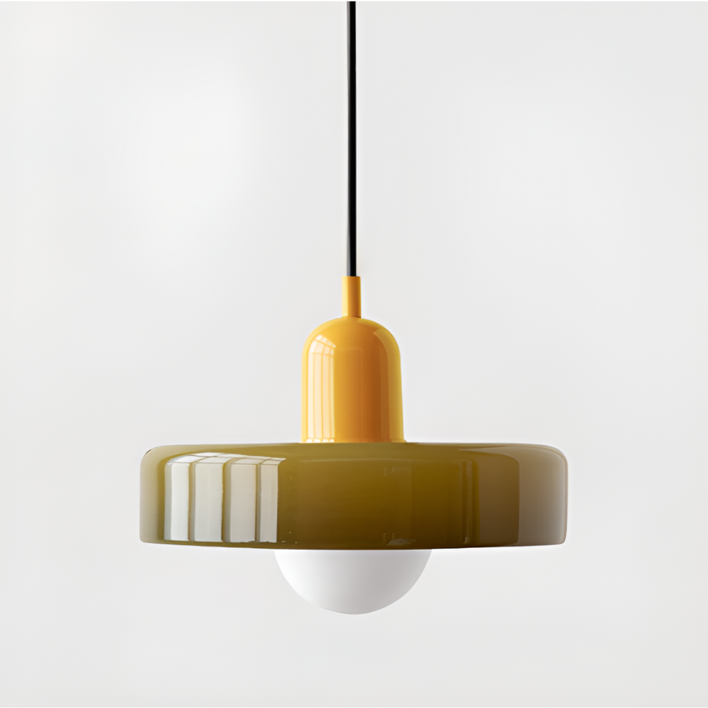 Adjustable Glass Pendant Lights With Opal Globe Shade