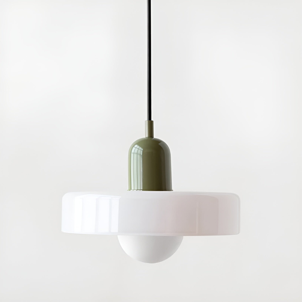 Adjustable Glass Pendant Lights With Opal Globe Shade