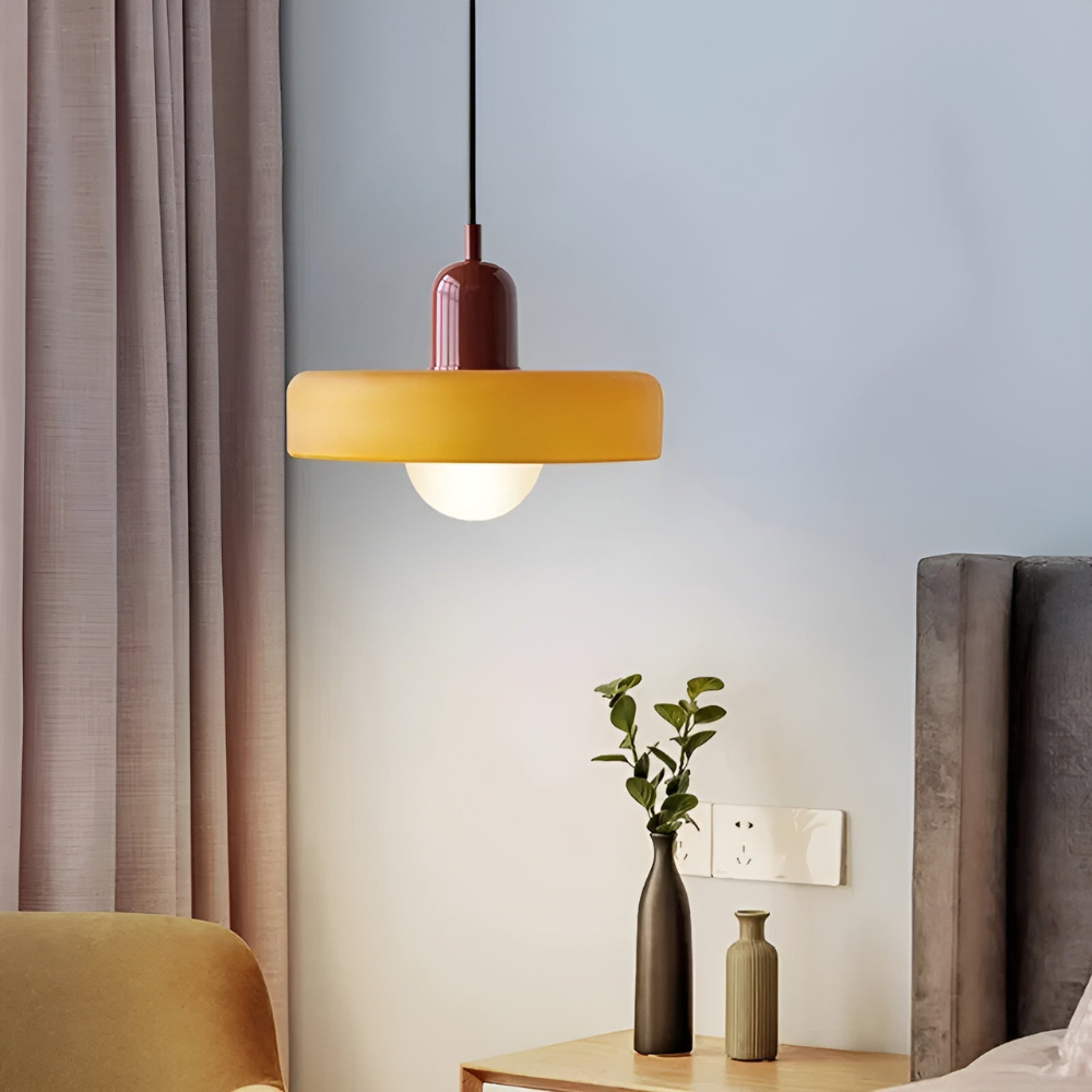 Adjustable Glass Pendant Lights With Opal Globe Shade