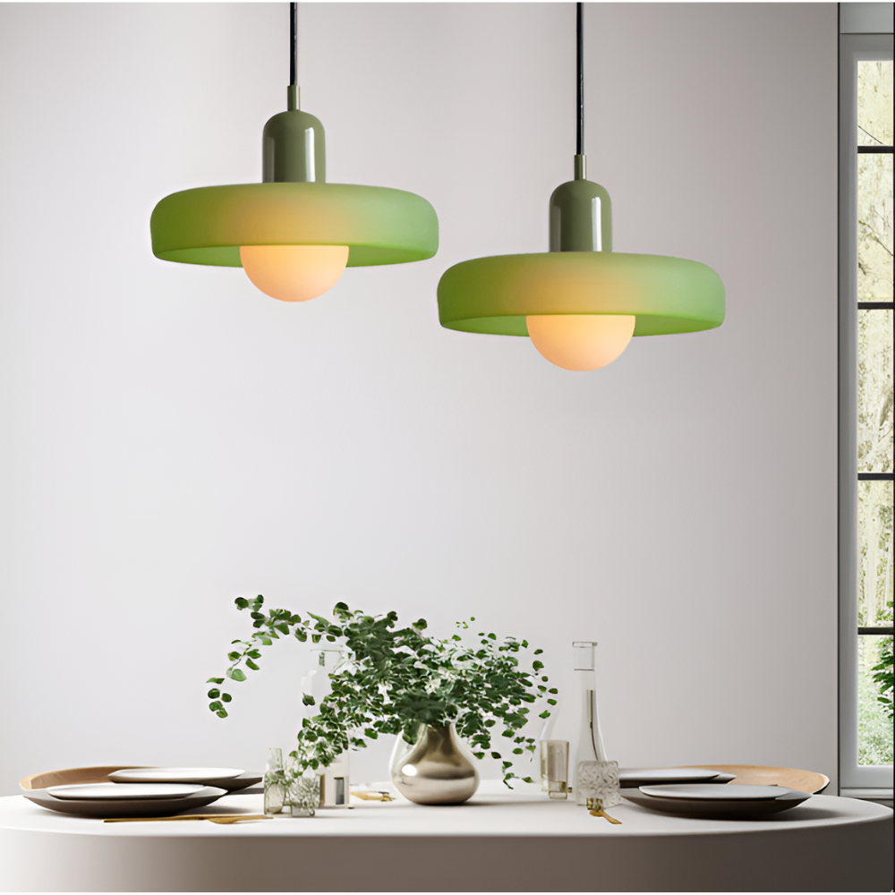 Adjustable Glass Pendant Lights With Opal Globe Shade