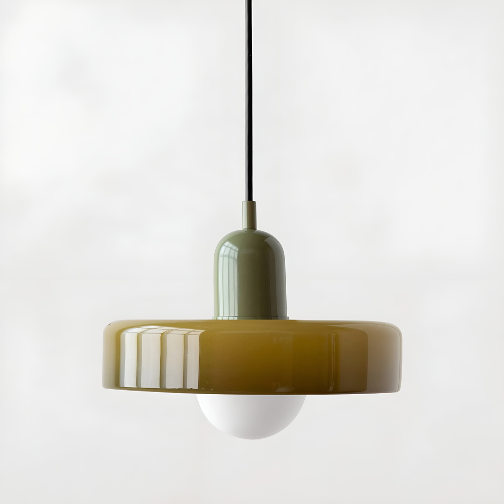 Adjustable Glass Pendant Lights With Opal Globe Shade