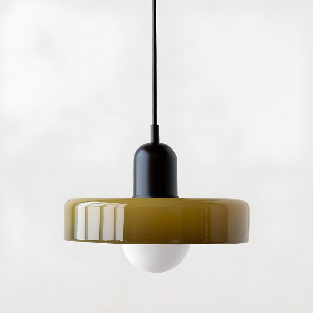 Adjustable Glass Pendant Lights With Opal Globe Shade