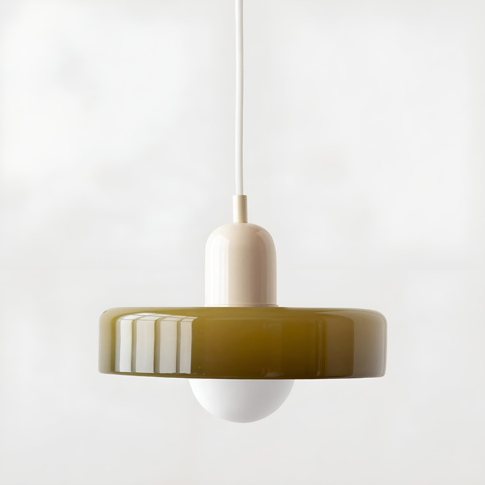 Adjustable Glass Pendant Lights With Opal Globe Shade
