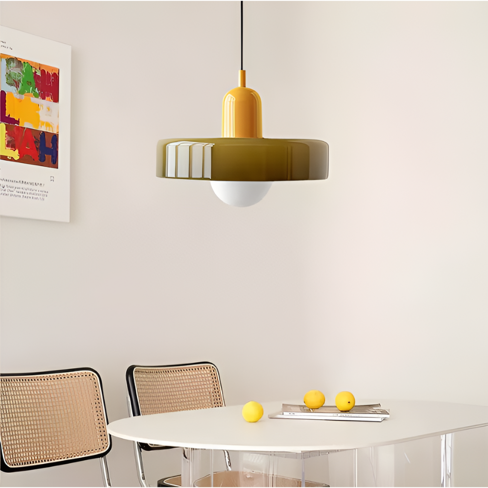 Adjustable Glass Pendant Lights With Opal Globe Shade