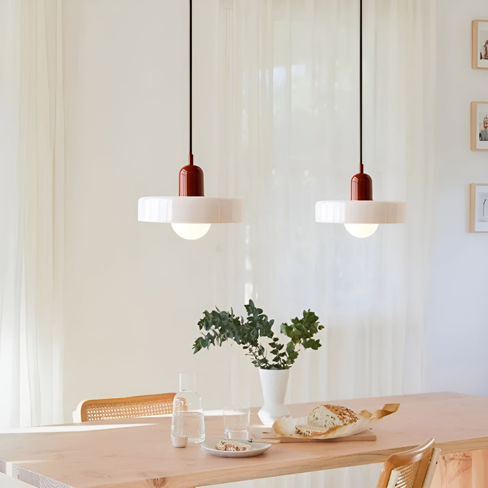 Adjustable Glass Pendant Lights With Opal Globe Shade