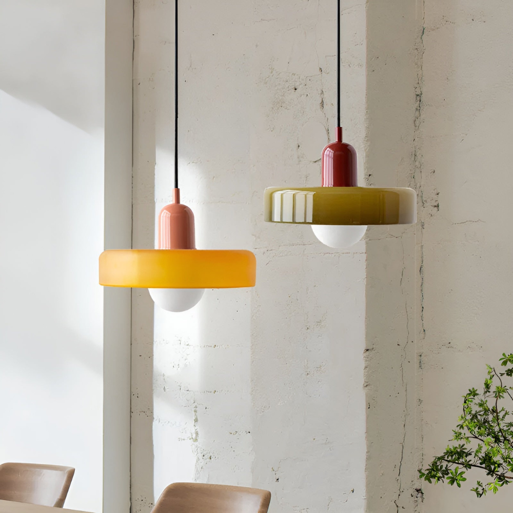 Adjustable Glass Pendant Lights With Opal Globe Shade