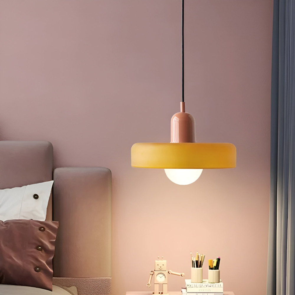 Adjustable Glass Pendant Lights With Opal Globe Shade