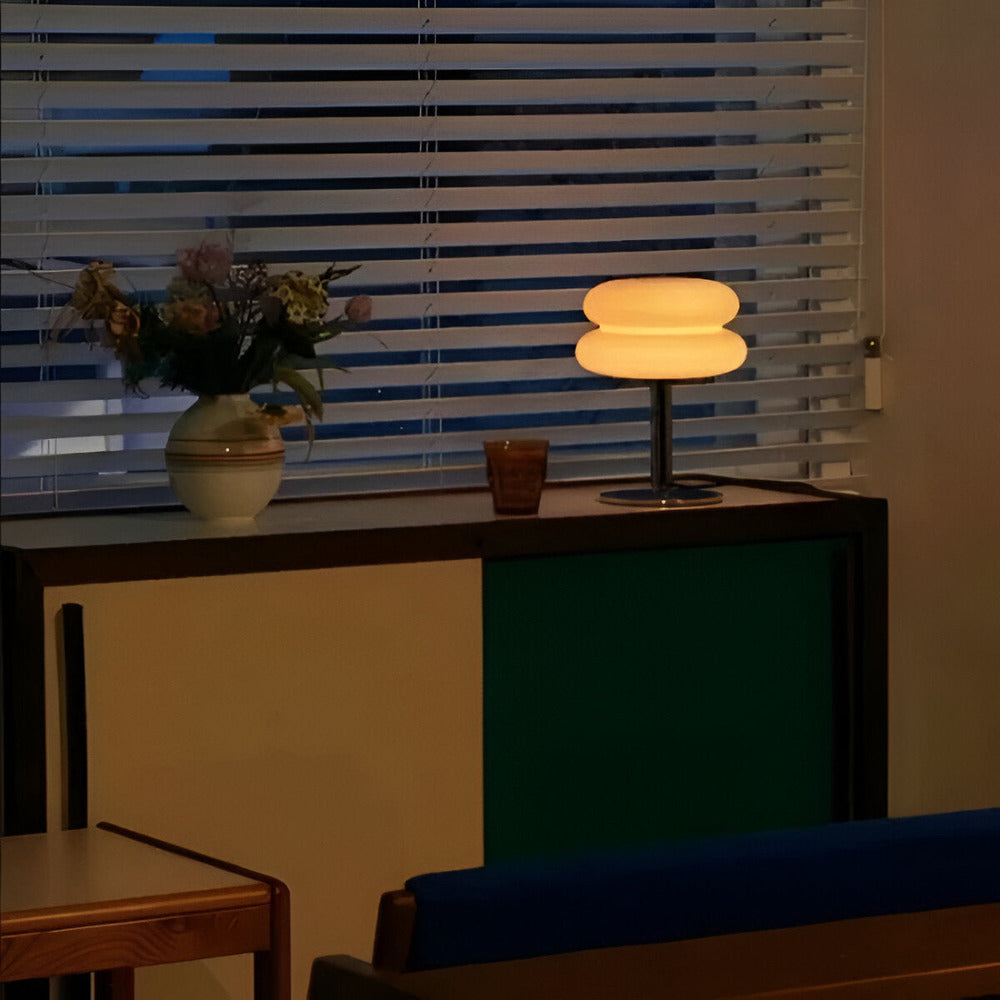 Glass Mushroom Table Lamp With Metal Base