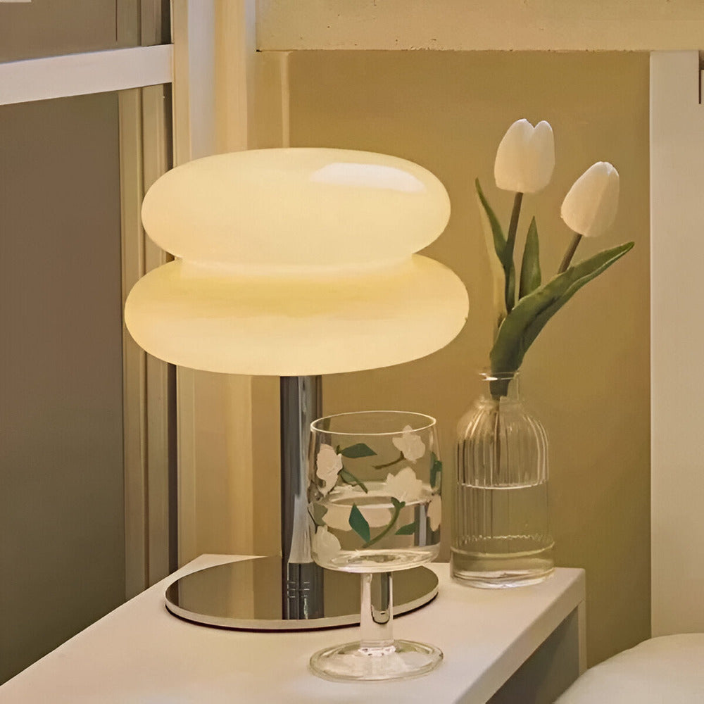 Glass Mushroom Table Lamp With Metal Base