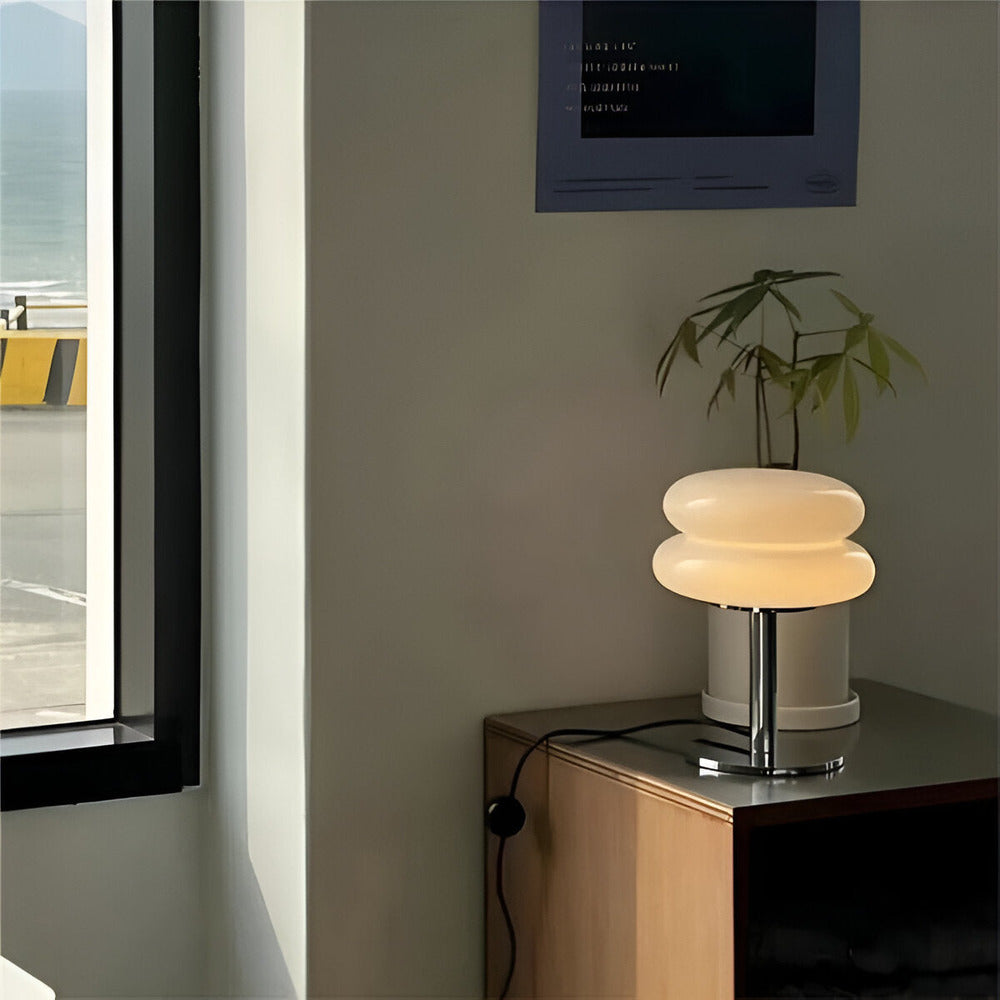 Glass Mushroom Table Lamp With Metal Base