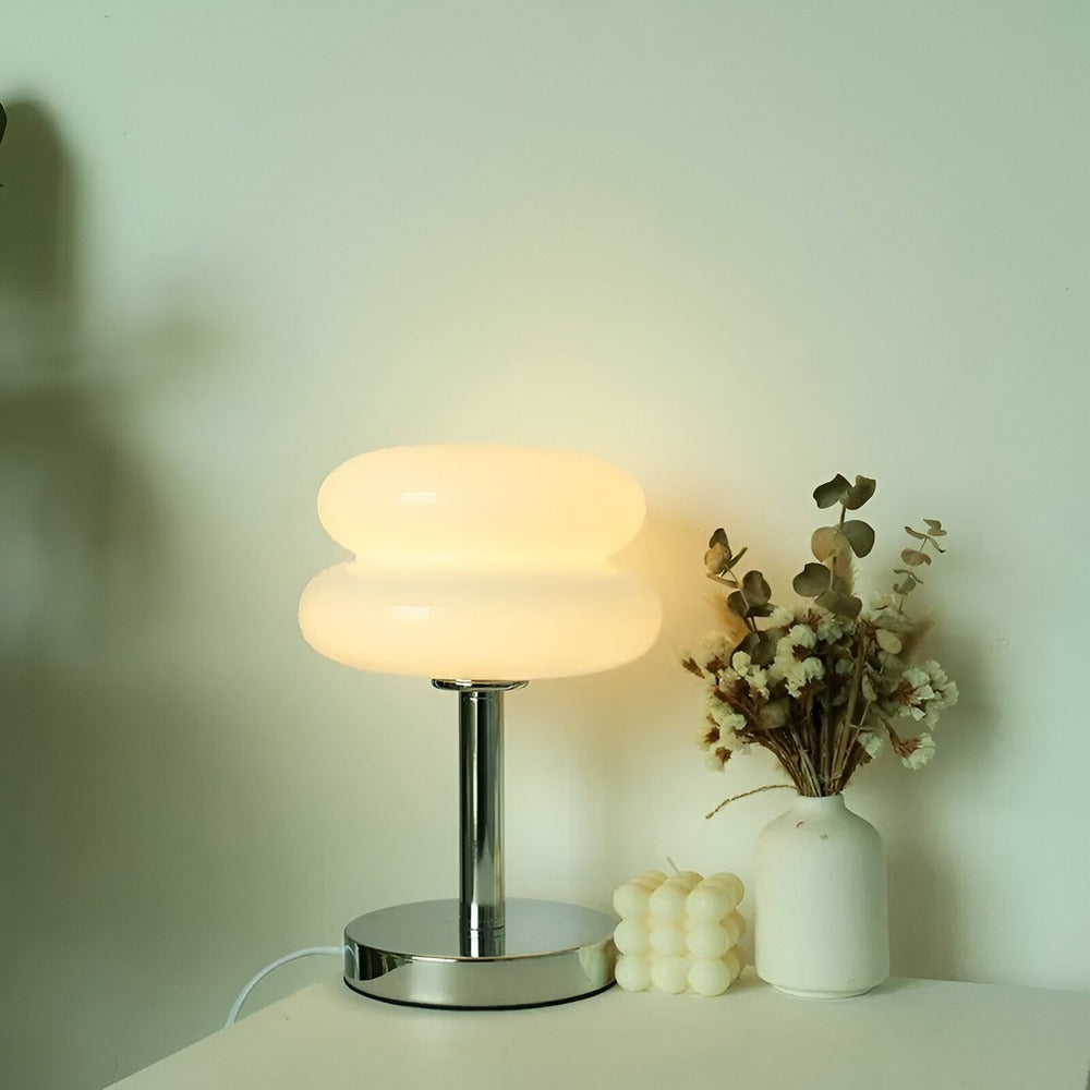 Glass Mushroom Table Lamp With Metal Base