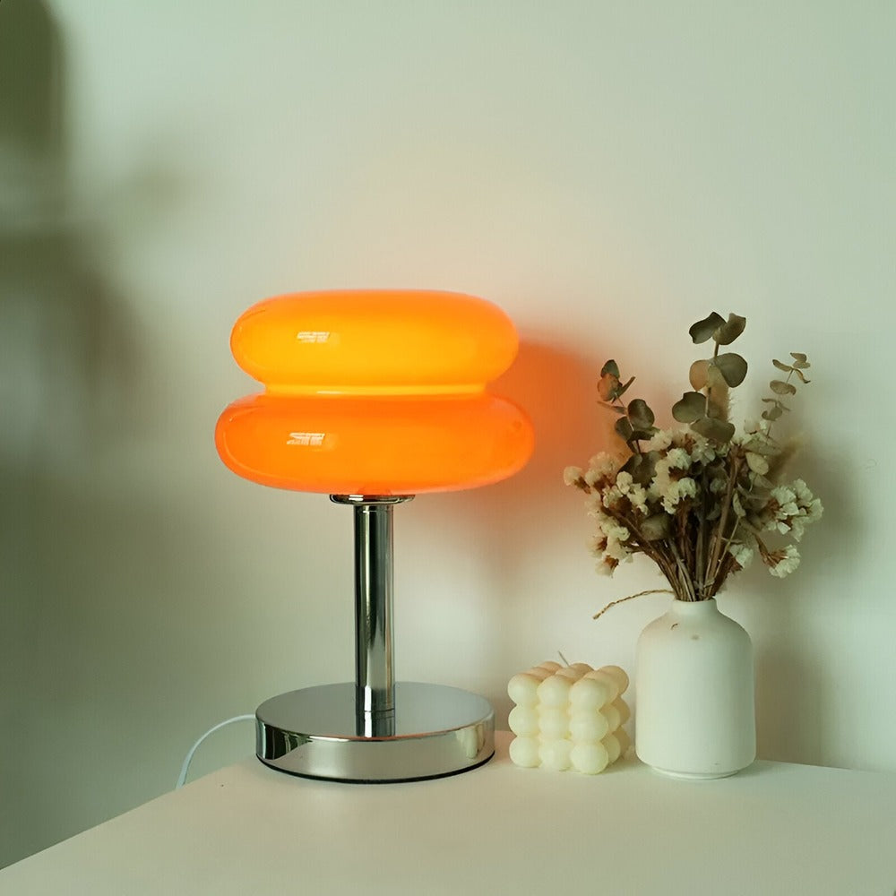 Glass Mushroom Table Lamp With Metal Base