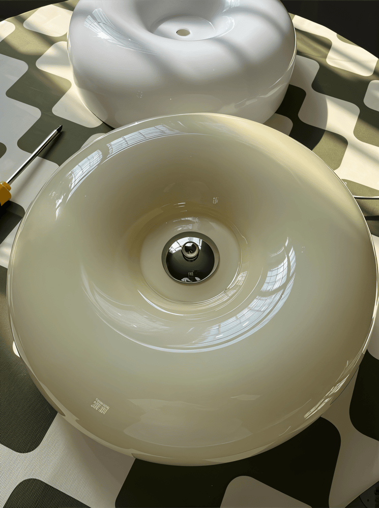 Donut Glass Ceiling Light With Smooth Dome Shade
