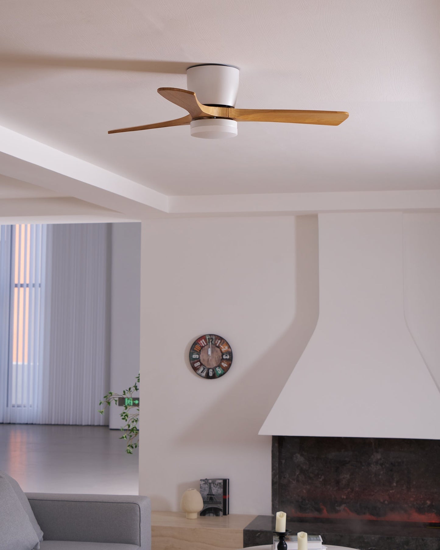 Wood Blade Ceiling Fan Ceiling Light With Remote Control