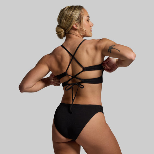 Sea Level Crinkle Bikini Top (Black)