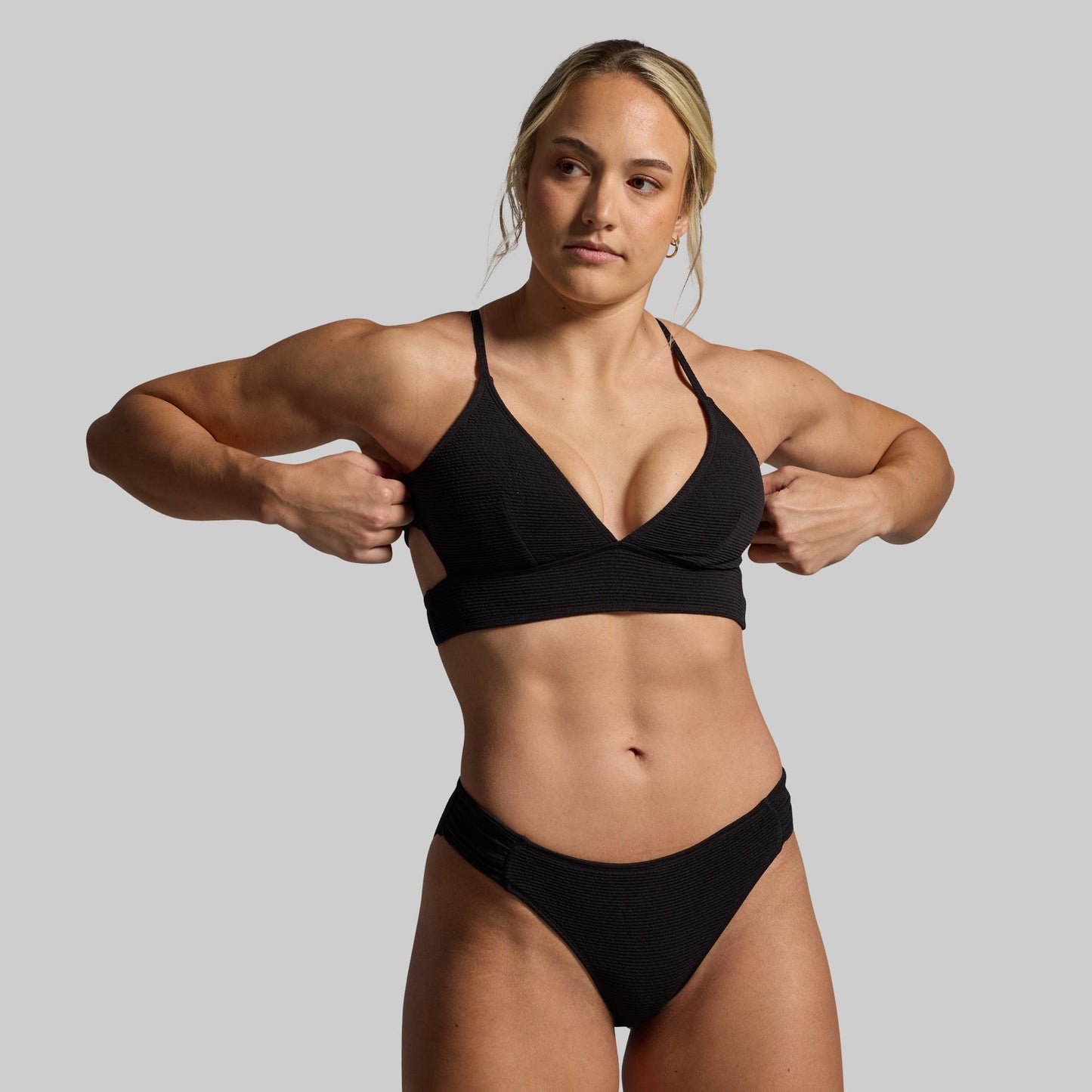 Sea Level Crinkle Bikini Top (Black)