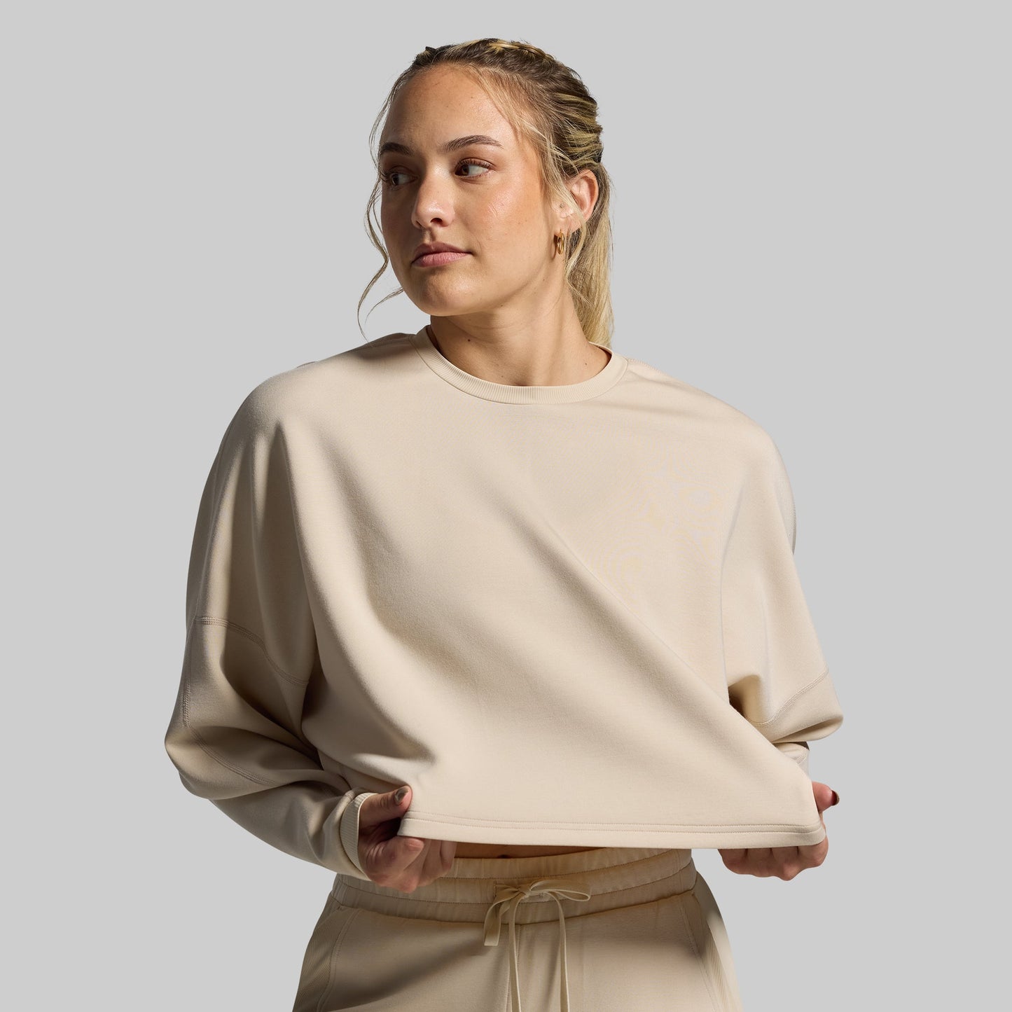 Lounge Lux Cropped Pullover (Oatmeal)