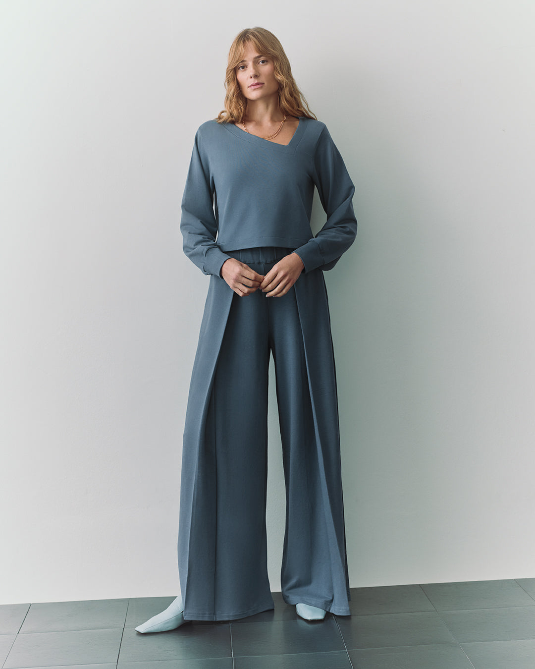 French Terry Pleated Pant