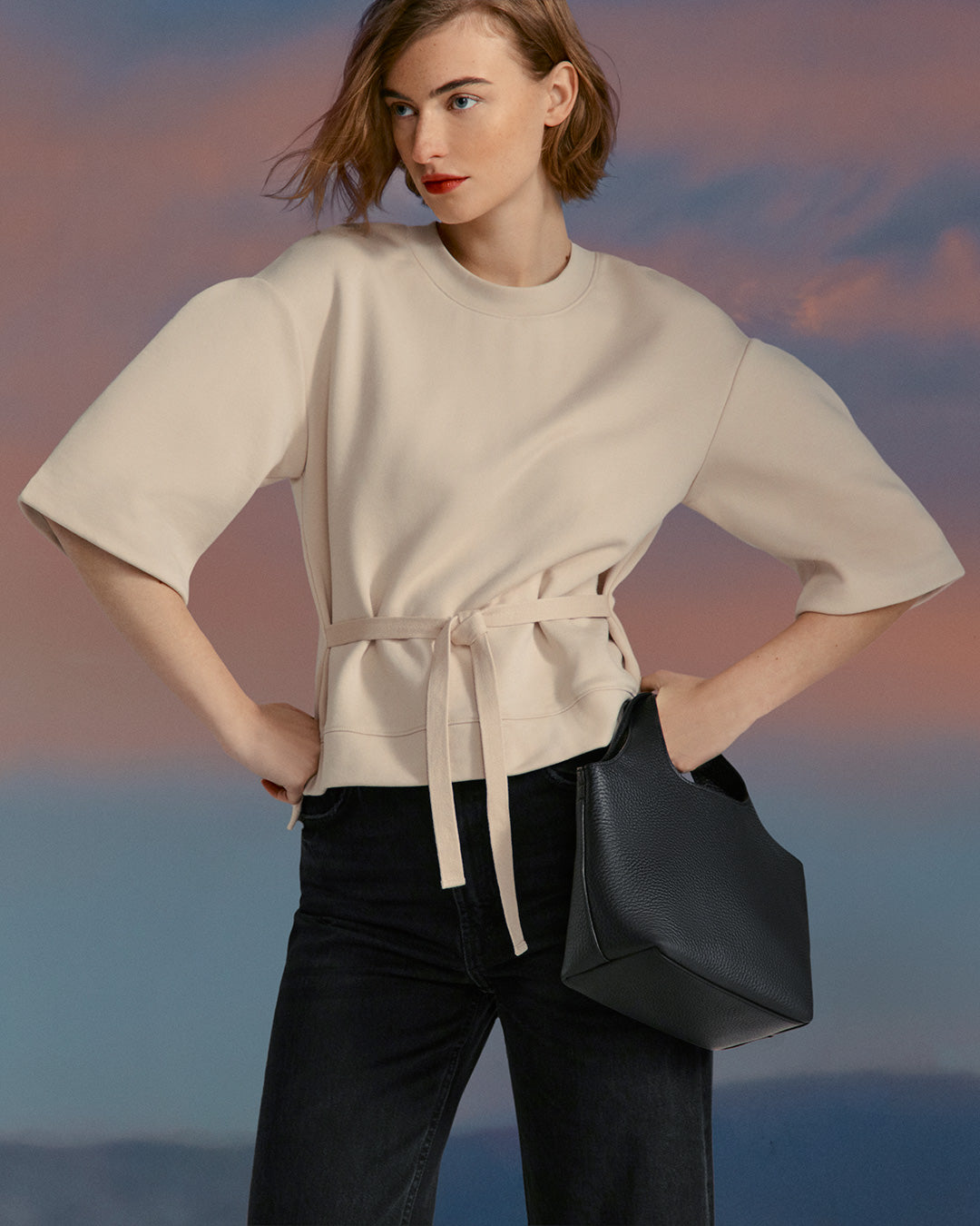 Terry Sculpted Sleeve Sweatshirt