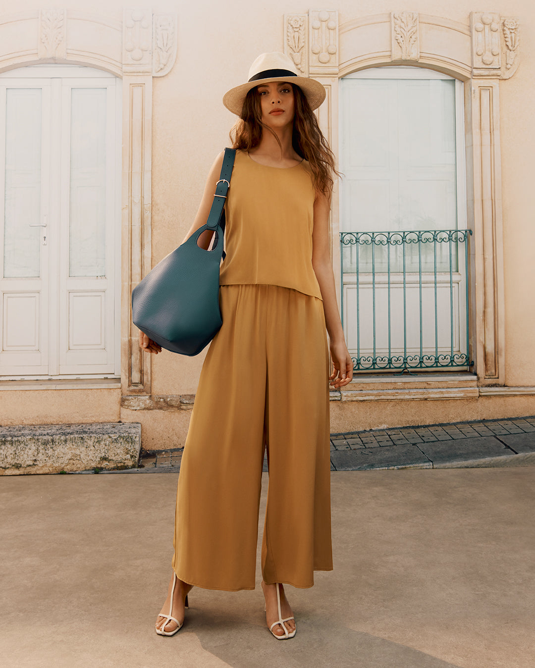 Washable Silk Wide-Leg Cropped Pant