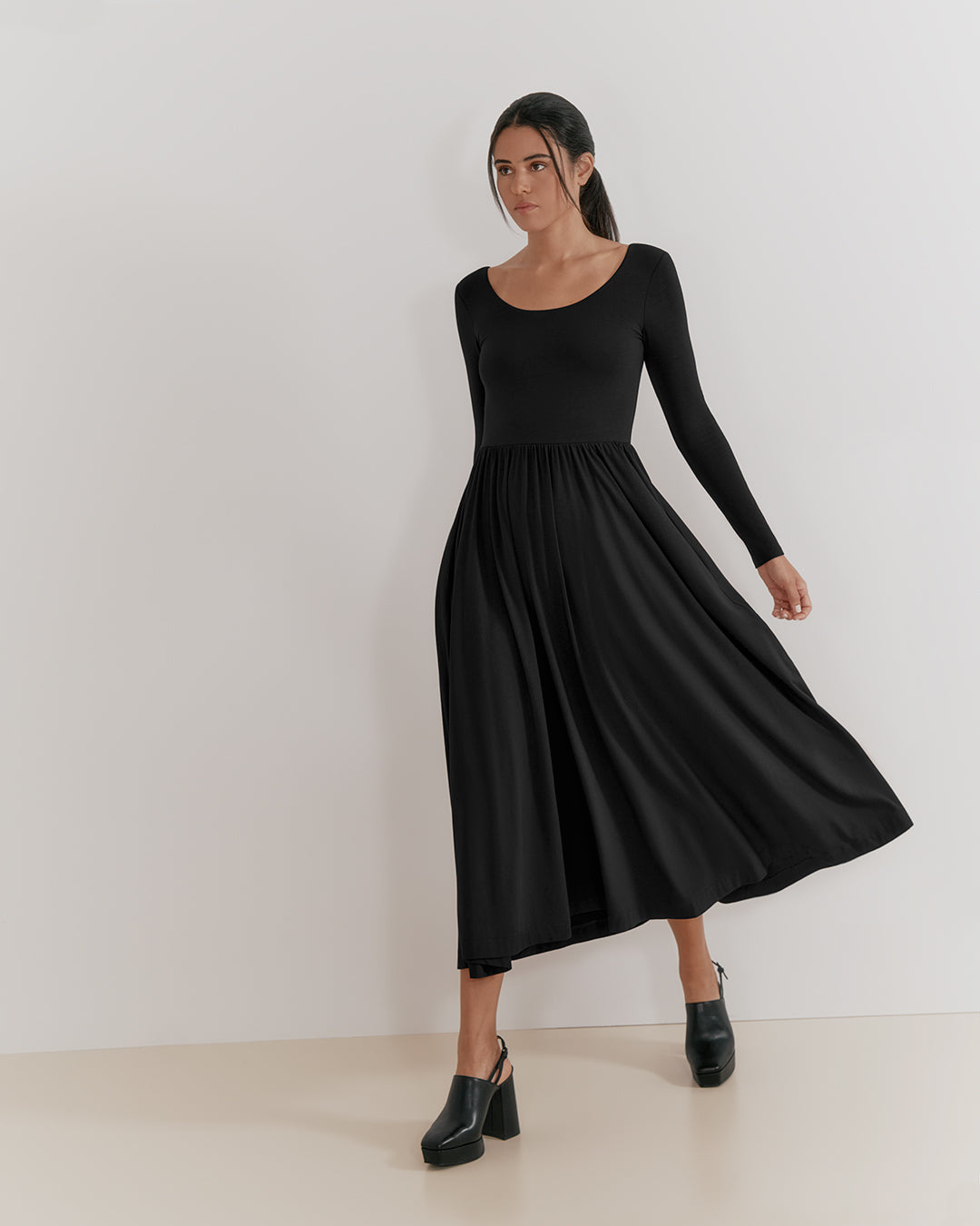 Long Sleeve Scoop Neck Dress