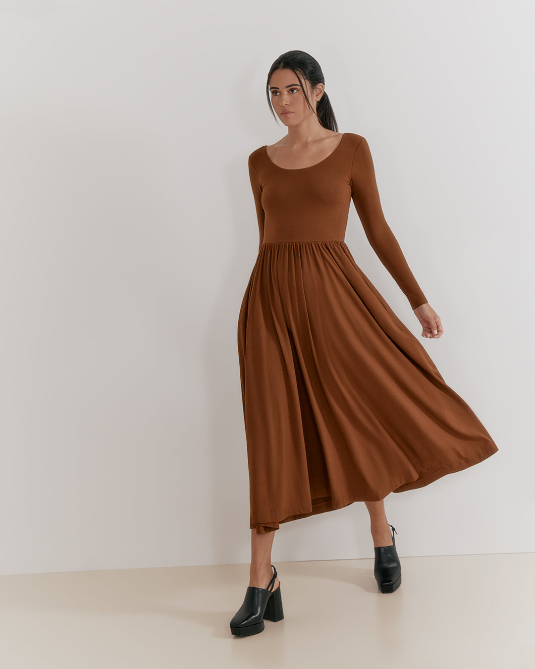 Long Sleeve Scoop Neck Dress