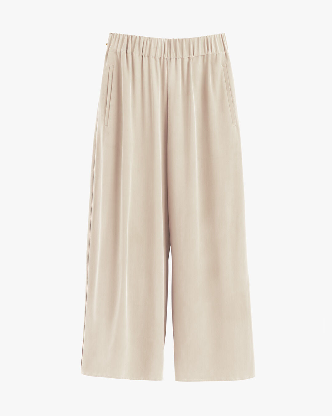 Washable Silk Wide-Leg Cropped Pant