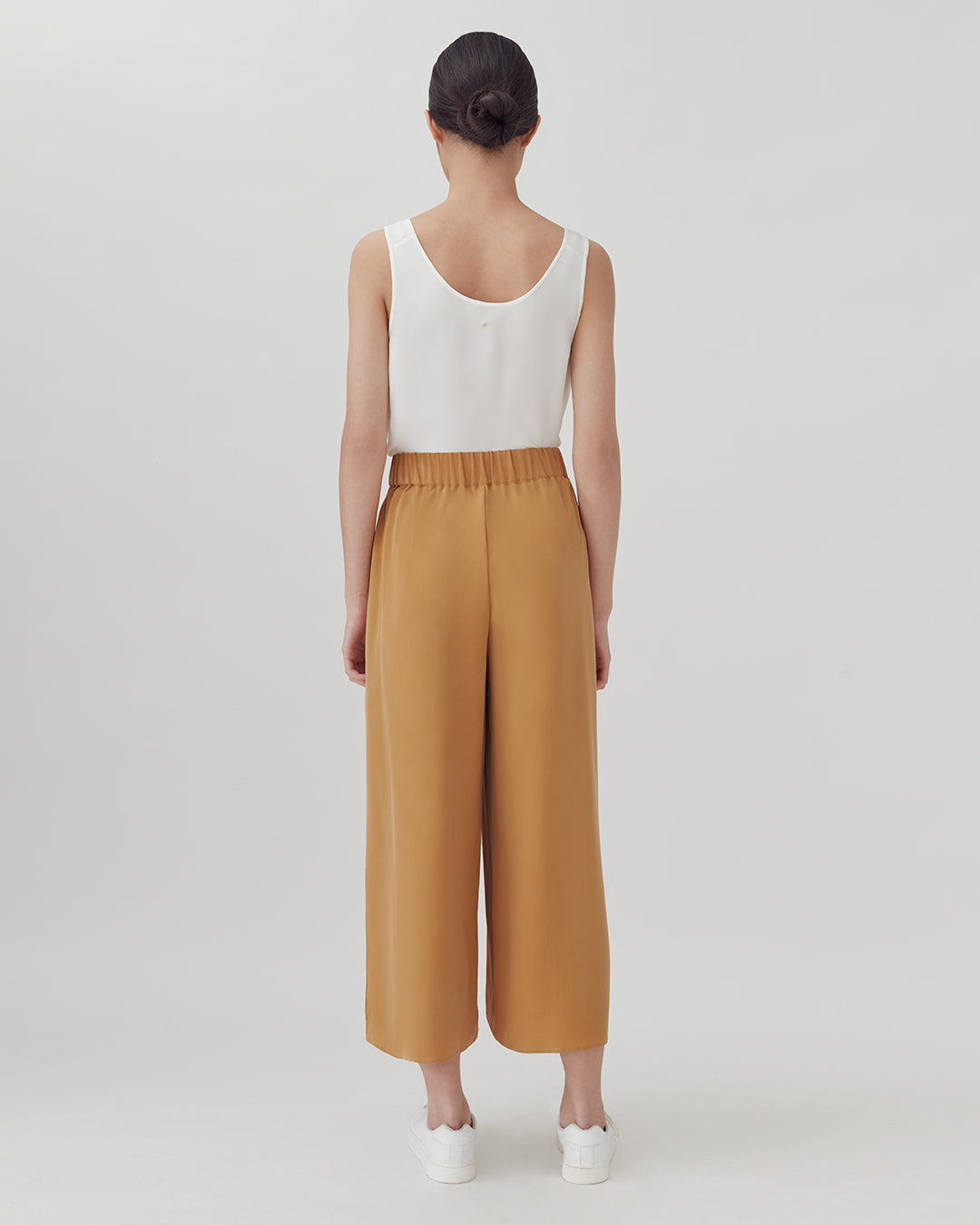 Washable Silk Wide-Leg Cropped Pant